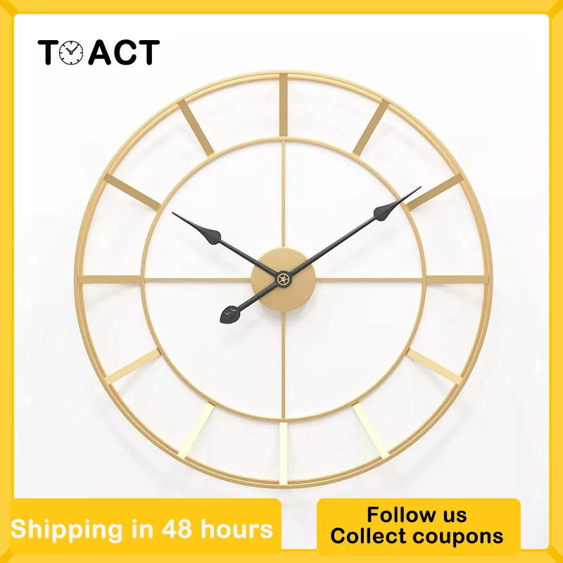 Большие круглые металлические настенные часы 50 см бесшумные современный дизайн