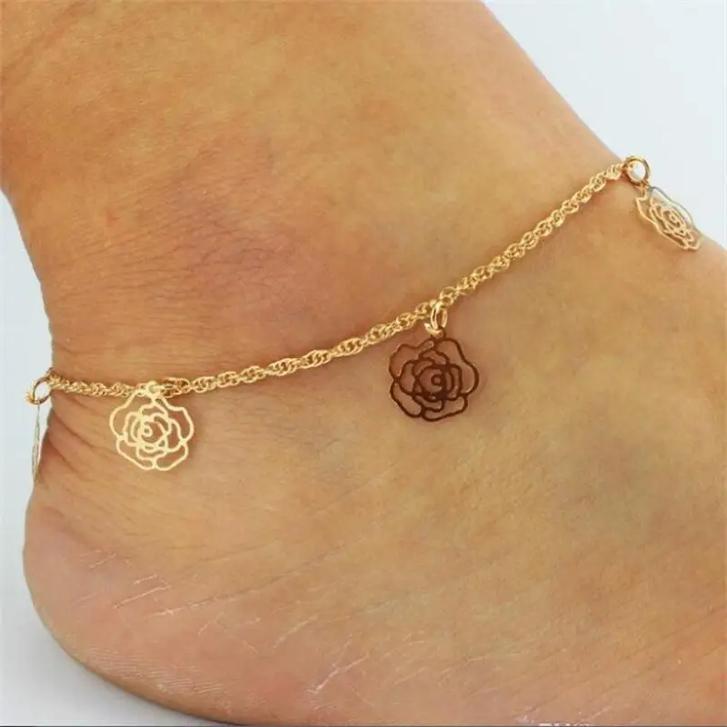 

Cheap Barefoot Sandals For Wedding Shoes Anklet Chain Hottest Stretch Gold Toe Rose Wedding Bridal Jewelry Foot