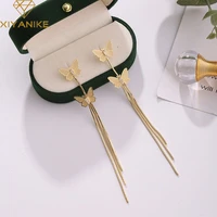 xiyanike 2020 gold drop earrings long tassel korean temperament rhinestone butterfly earrings for women statement jewelry