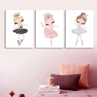 cartoon little princess unicorn swan posters and prints wall picture nursery art print canvas painting baby girl bedroom decor