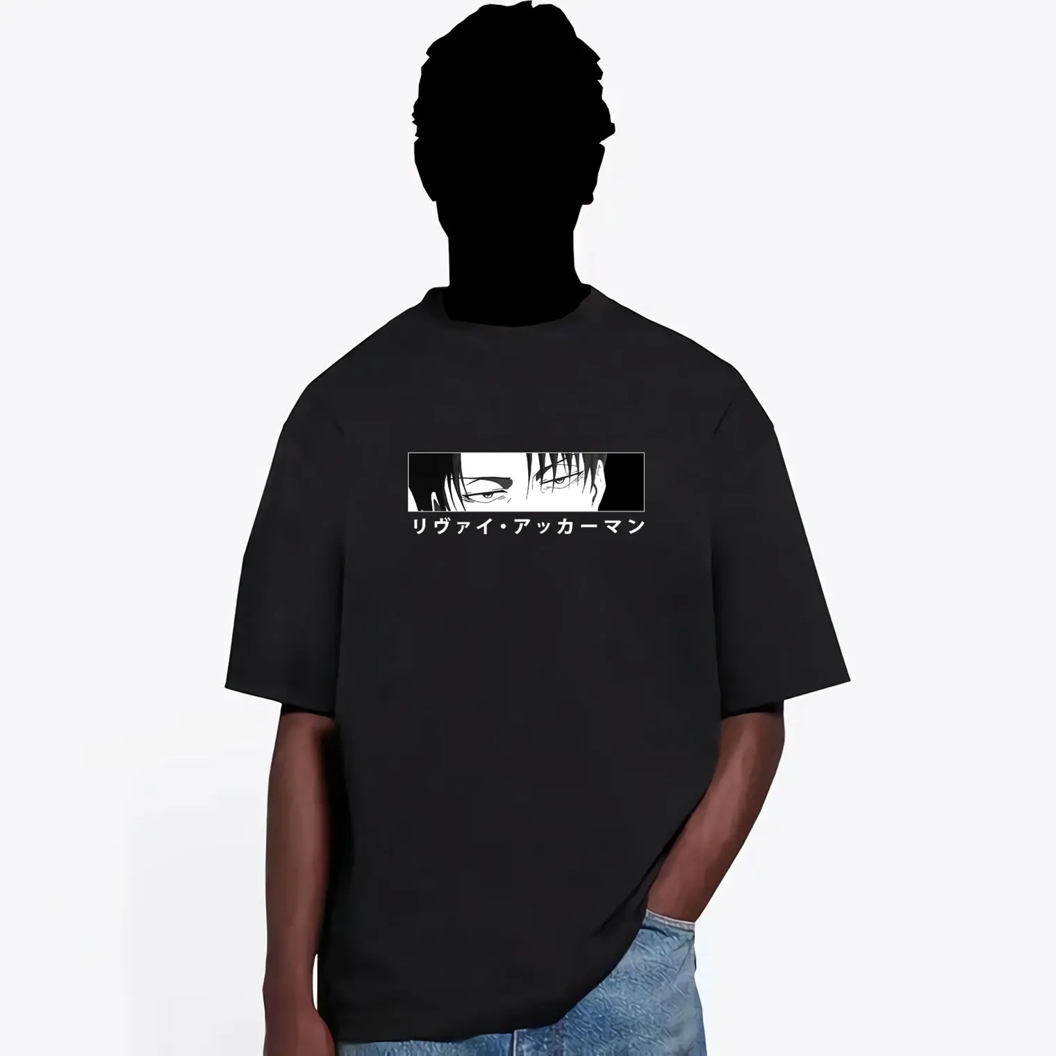 

2021 Fashion T-shirt Japanese Anime Attack on Titan Short Sleeve Tee Harajuku Levi Ackerman Eyes Pattern Tshirt Men Cotton Tops