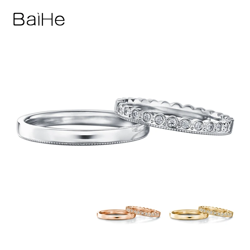 BAIHE однотонное 18K Белое Золото H/SI натуральные бриллианты женское кольцо для