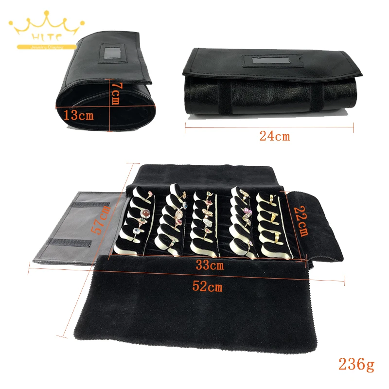 

Black Leatherette New Ring Display Storage Volume Bag Out Travel Portable Jewelry Storage Volume Bag