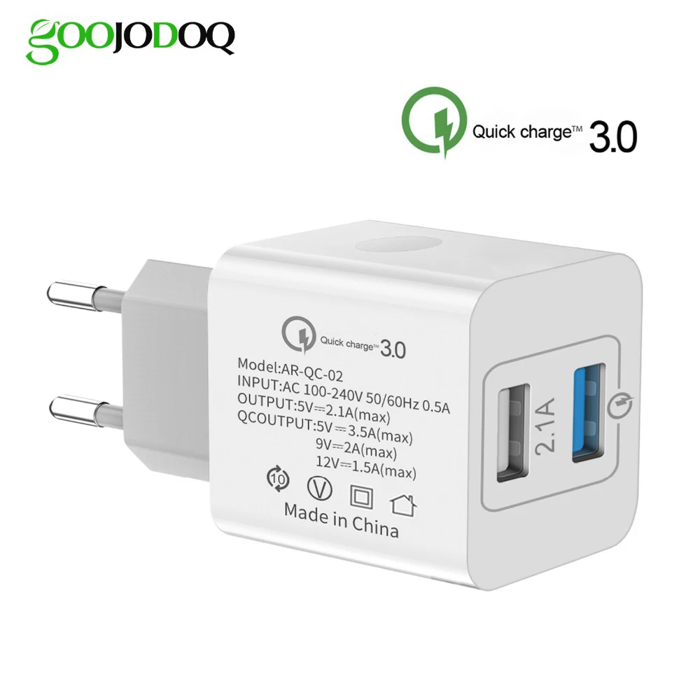 Быстрая зарядка QC 3,0 для путешествий, походная телефон быстрое зарядное устройство USB для redmi 7 samsung dual usb зарядное устройство для Xiaomi sony USB адаптер питания