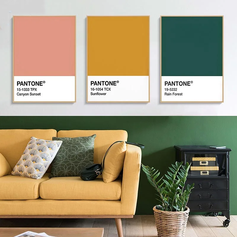 

Pantone Color Letters Patterns Wall Art Home Decor Poster Pinky Yellow Green Modern Canvas Painting for Living Room Decorative