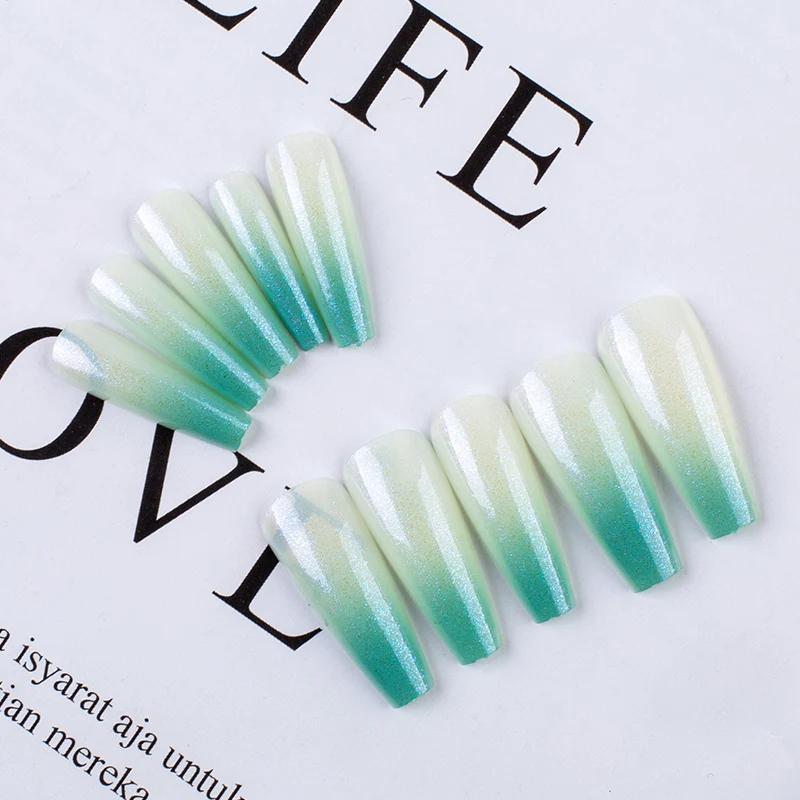 24 шт./корт. накладные ногти с блестками Типсы для ногтевого дизайна набор