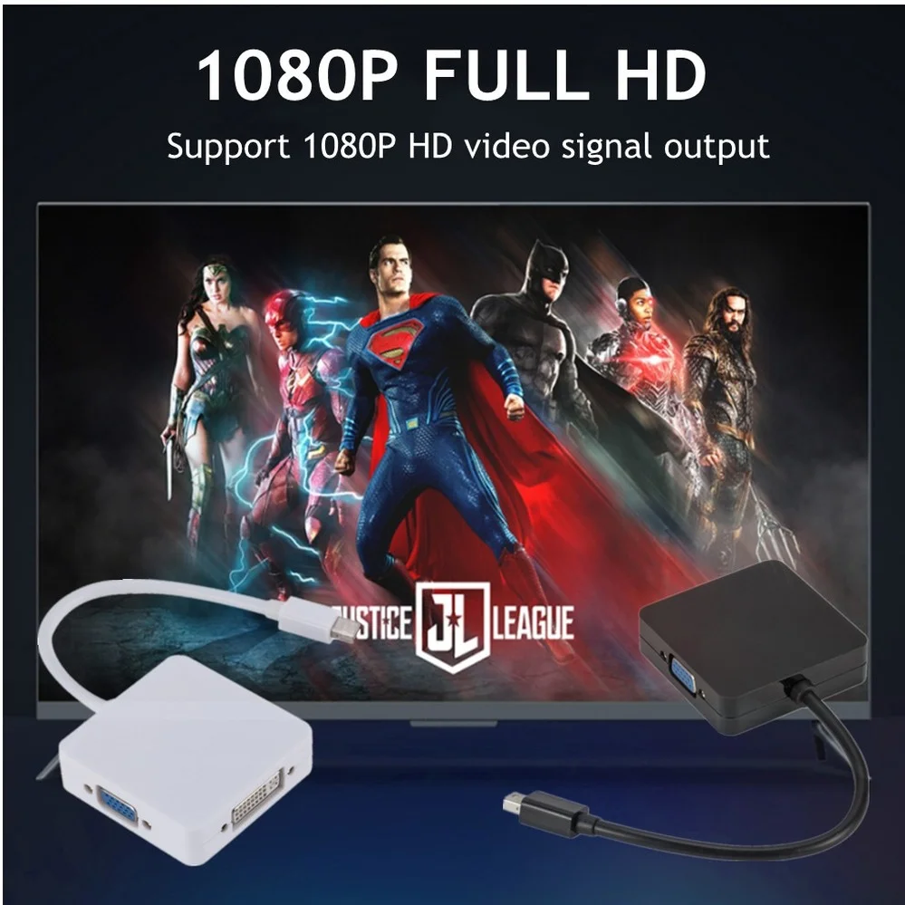 PzzPss 3 в 1 мини DisplayPort DP HDMI-совместимый адаптер VGA DVI 4K Мини кабель конвертер для MacBook