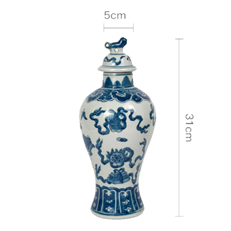 Декоративная керамическая ваза в виде льва китайская окрашенная винтажная синяя