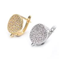 high quality round coin shape metal earring hooks jewelry findings cz beads setting 30pc per lot