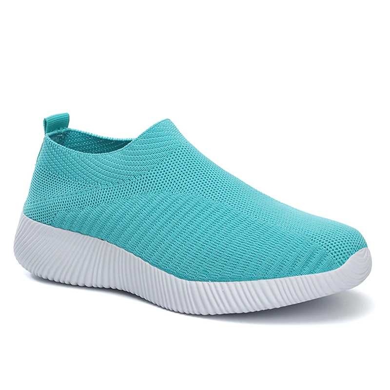 Женские кроссовки без шнуровки сетчатые мягкие сникерсы на плоской подошве с