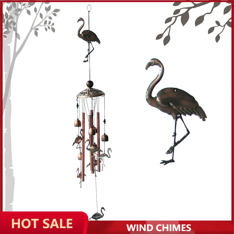 

European and American Retro Metal Flamingo Iron Wind Chimes Home Garden Decoration Outdoor Ornaments