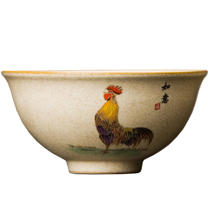 

Ceramic Rooster Tea Cup Large Personal Cup Hand-painted Household Tea Cup Master Cup Stoneware Kung Fu Tea Set NO.YZ11
