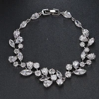 hot selling fashion flower zirconia bracelet feminine temperament wedding bridal sparkle gift