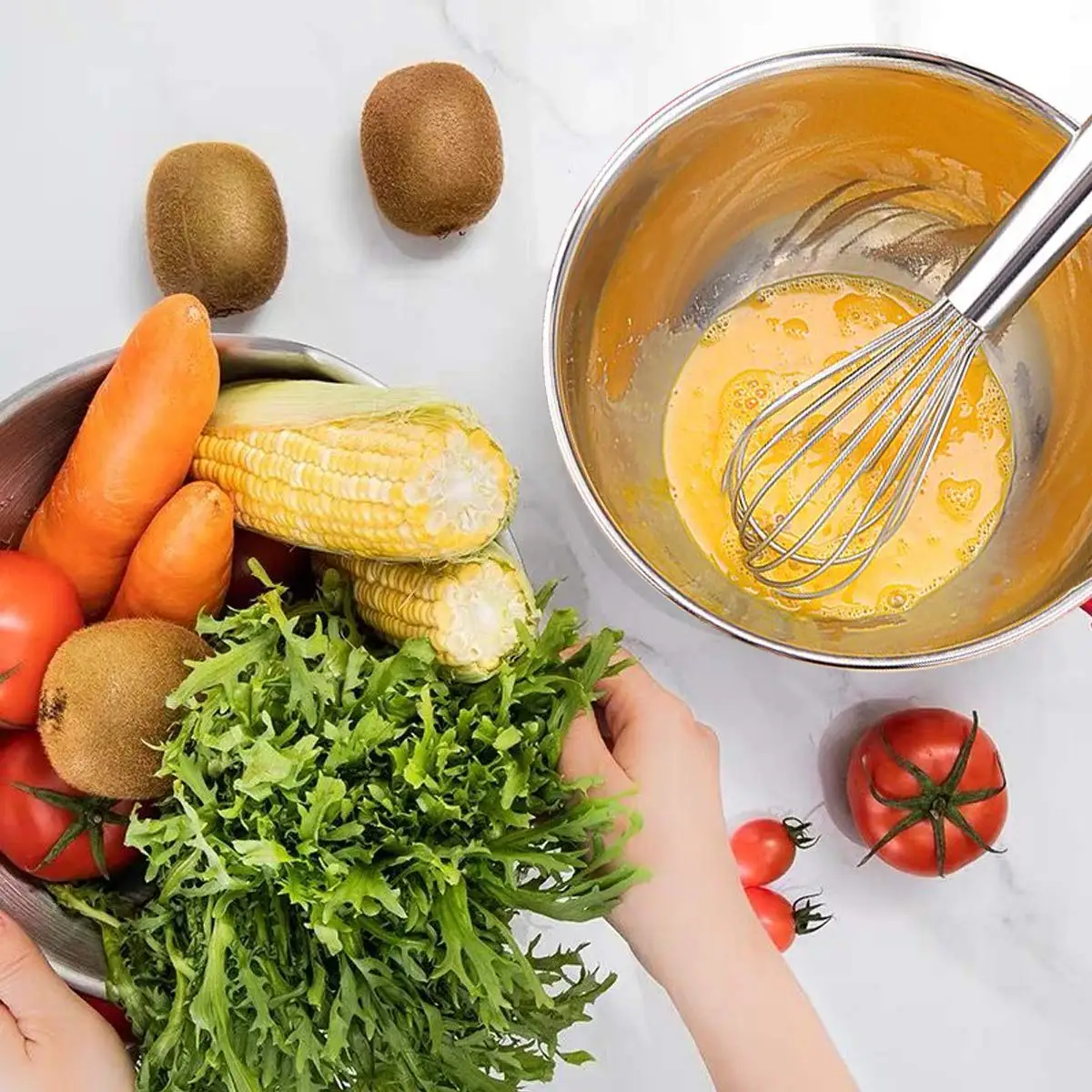 Миска для смешивания с герметичные крышки Набор чашек салата из нержавеющей