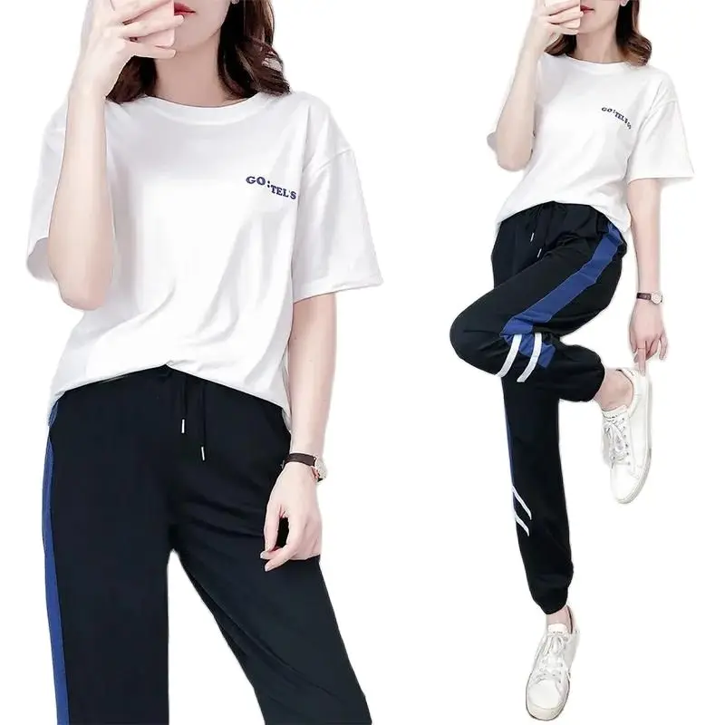 

Женский спортивный костюм из двух предметов, однотонный брендовый Свободный Повседневный костюм из двух предметов красного цвета, лето 2021