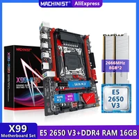 machinist x99 kit motherboard lga 2011 3 set with xeon e5 2650 v3 cpu processor 16g28g ddr4 2666mhz ram memory combo x99 rs9