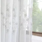 Белая Тюлевая штора с цветочной вышивкой, s для гостиной, льняная прозрачная вуаль, занавеска для спальни, кухни, портьеры, шторы для слепых дверей