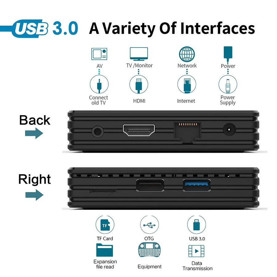 HK1 Super TV Box Android 10.0 RK3318 Quad Core 4G 16G/32G/64G/128G 4K Media Player Smart Set Top Box 2.4G/5G Dual WiFi USB BT4.0