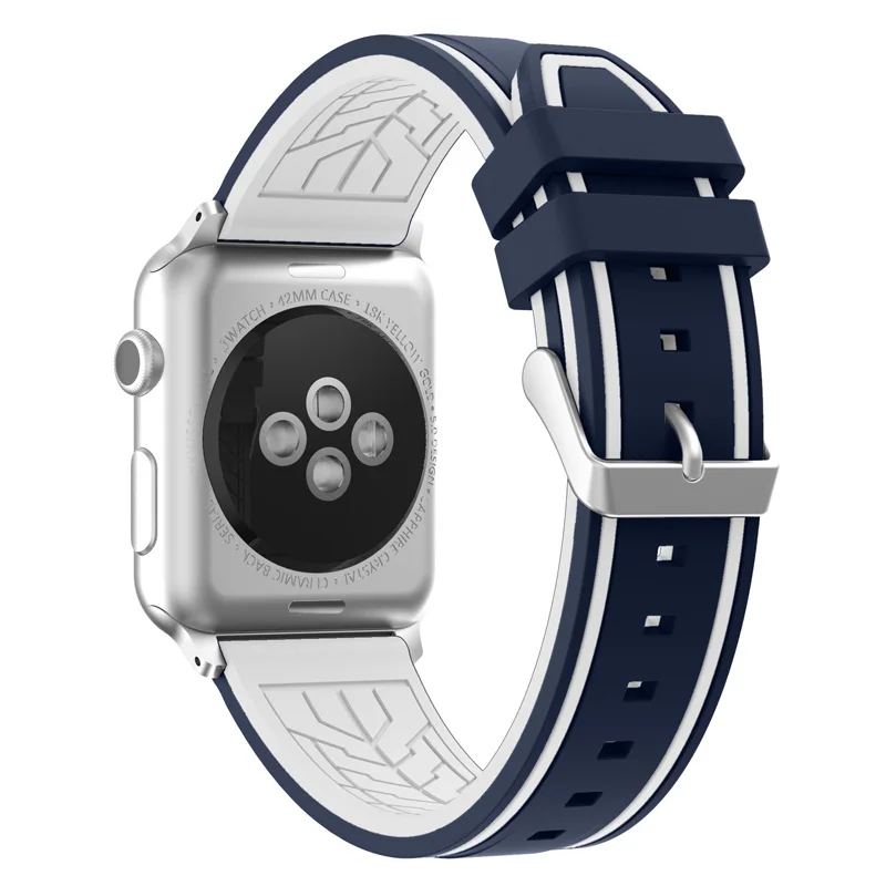 Midnight-blue-white Спортивный ремешок JANSIN для apple watch series 5 4 3 2 браслет iWatch 5 ремешок 40 мм 44 мм мягкий силиконовый ремешок для apple watch 38 мм 42 мм - Цвет ремешка: Midnight-blue-white
