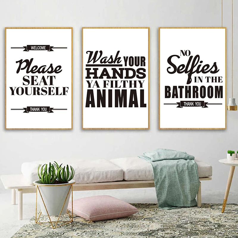 

Nordic Interesting Bathroom Decoration Signs and Rules Wall Canvas Painting Art Print Poster Mural Home Decoration