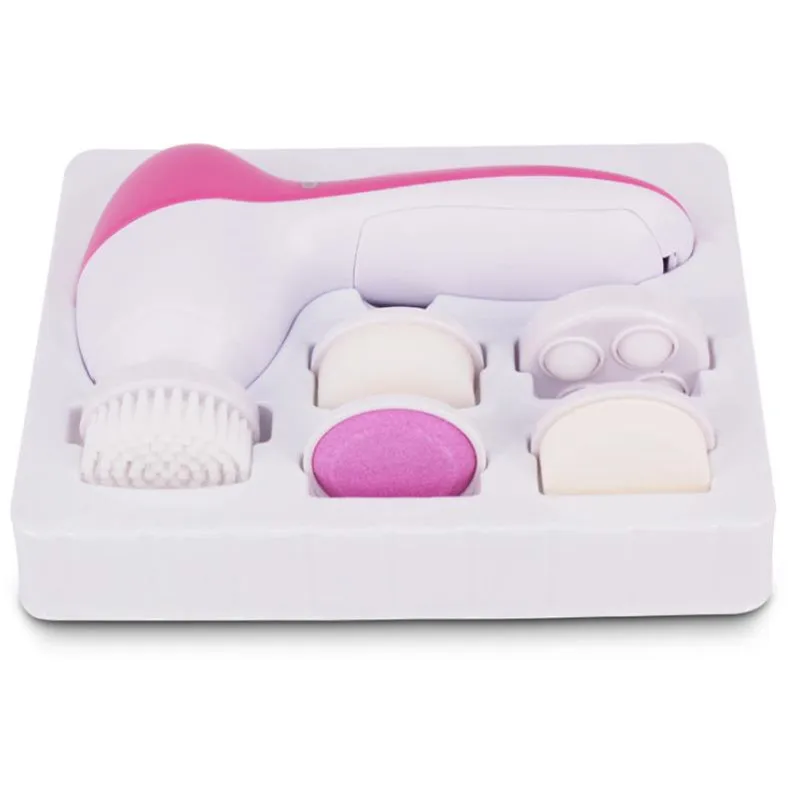 

5 in 1 Electric Face Cleaning Brush Wash Face Machine Skin Pore Cleaner Body Cleansing Massage Mini Massager Brush 20#818