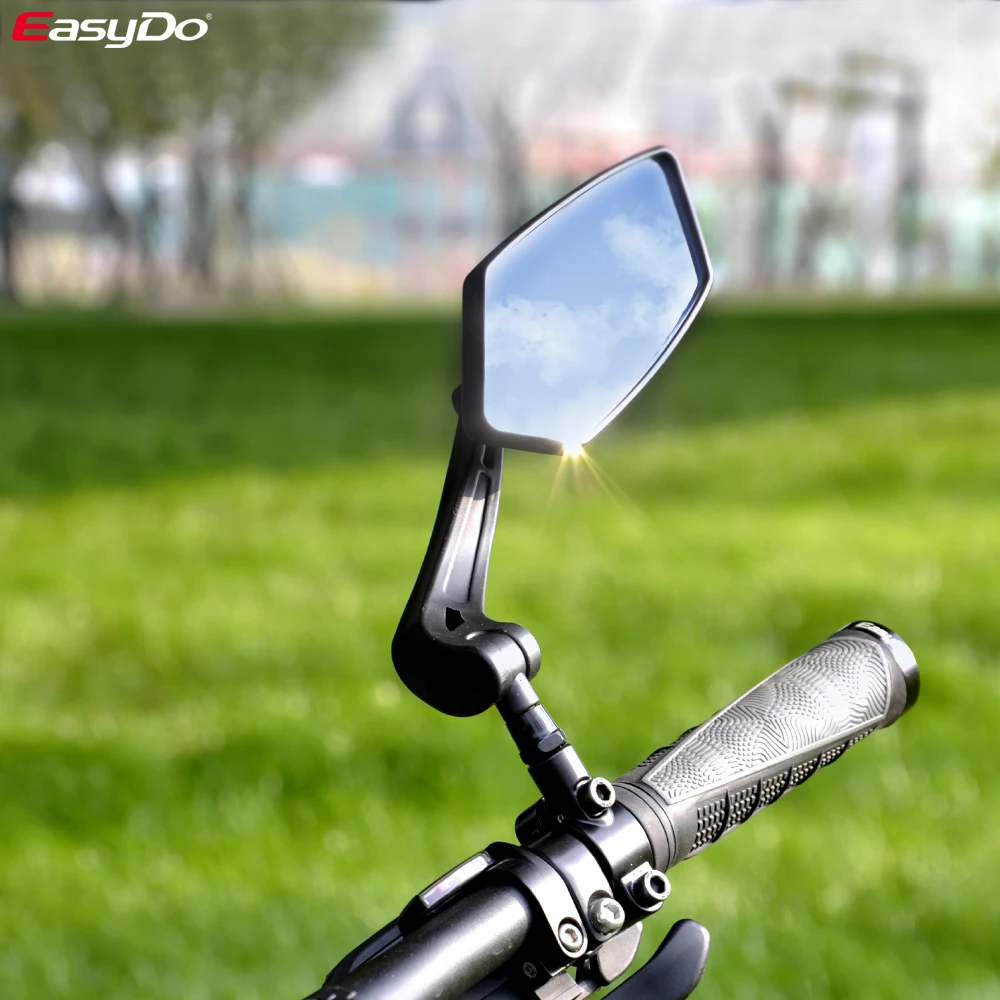 EasyDo Cermin Tampilan Belakang Setang Sepeda Bersepeda Lebar Reflektor Pandangan Belakang Skuter Kiri Dapat Disesuaikan Cermin Sepeda E