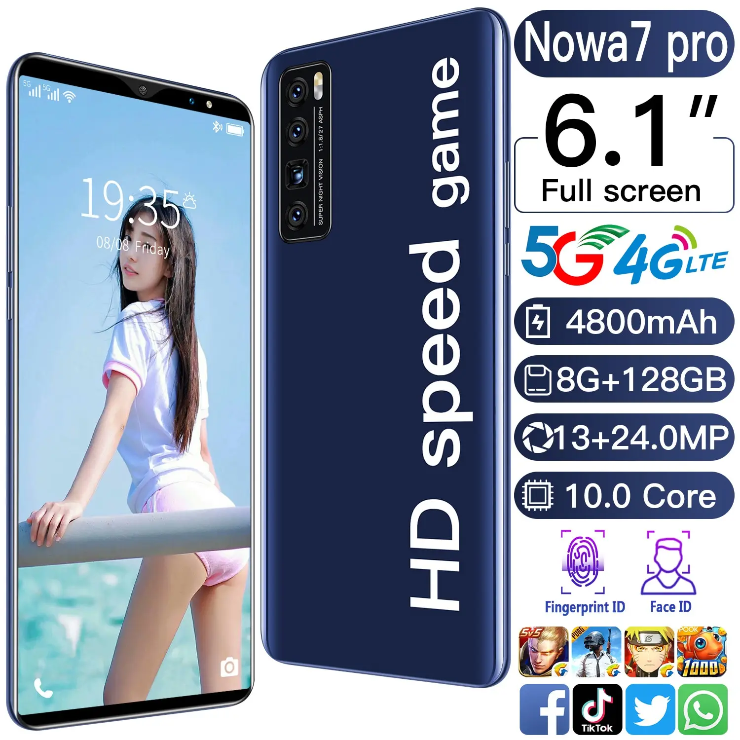 

Nowa7 Pro 6.1 Inch Cheap Andriod Phone 4800mah Dual Sim Fingerprint Unlock 8+128gb Andriod Smart Phone Mtk6889