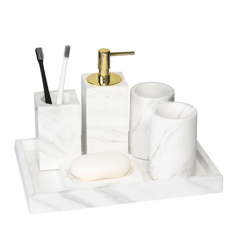 

Marble Bathroom Set White Bathroom Organizer Kit Tumbler Toothbrush Holder Lotion Bottle Soap Dispenser Bathroom Accessori es