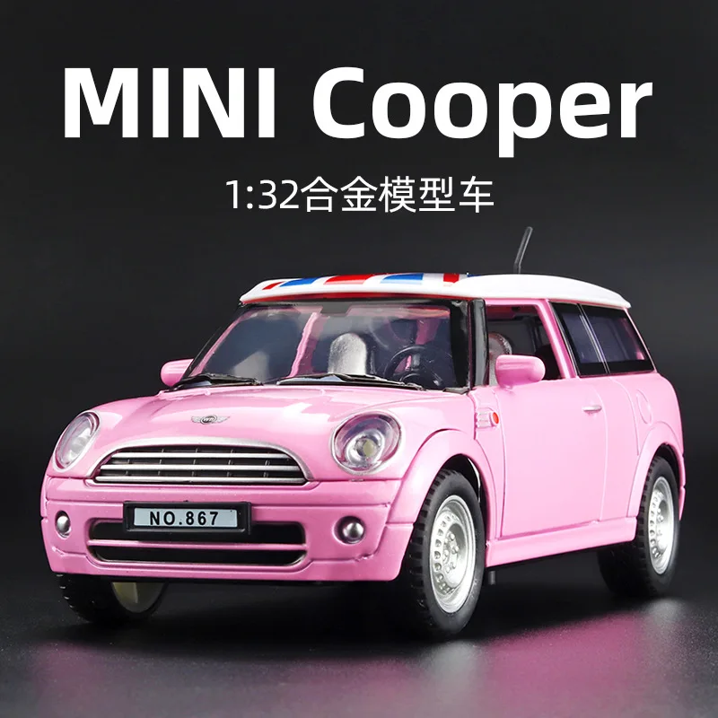 

Модель автомобиля BMW Mini Cooper из сплава, 1/32, детская игрушка под давлением, подарок для мальчиков, коллекционные украшения, имитация звука