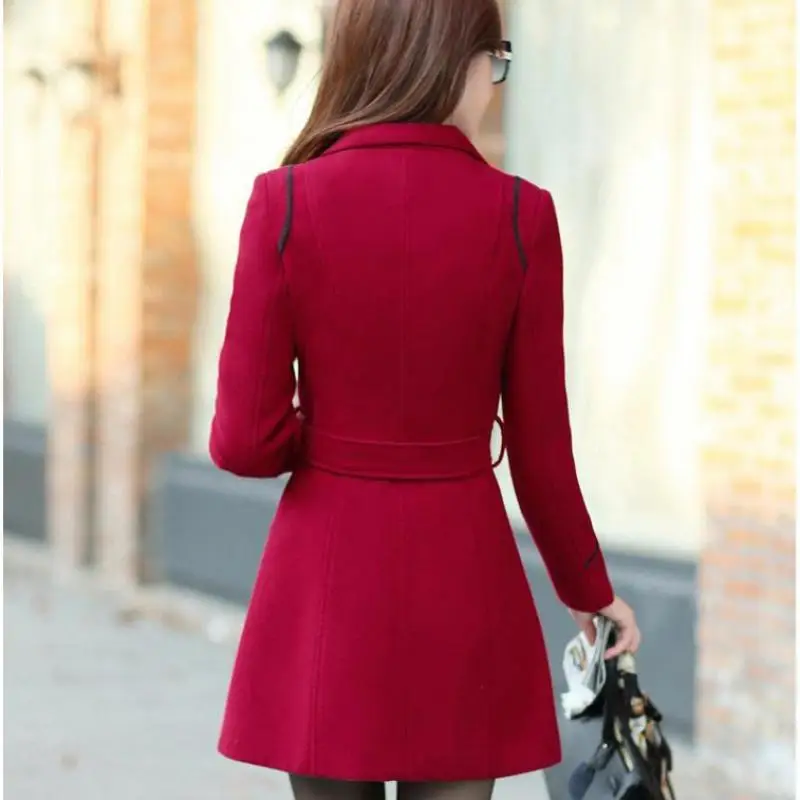 Женский Тренч 2019 зимние шерстяные пальто для женщин двубортное с воротником под