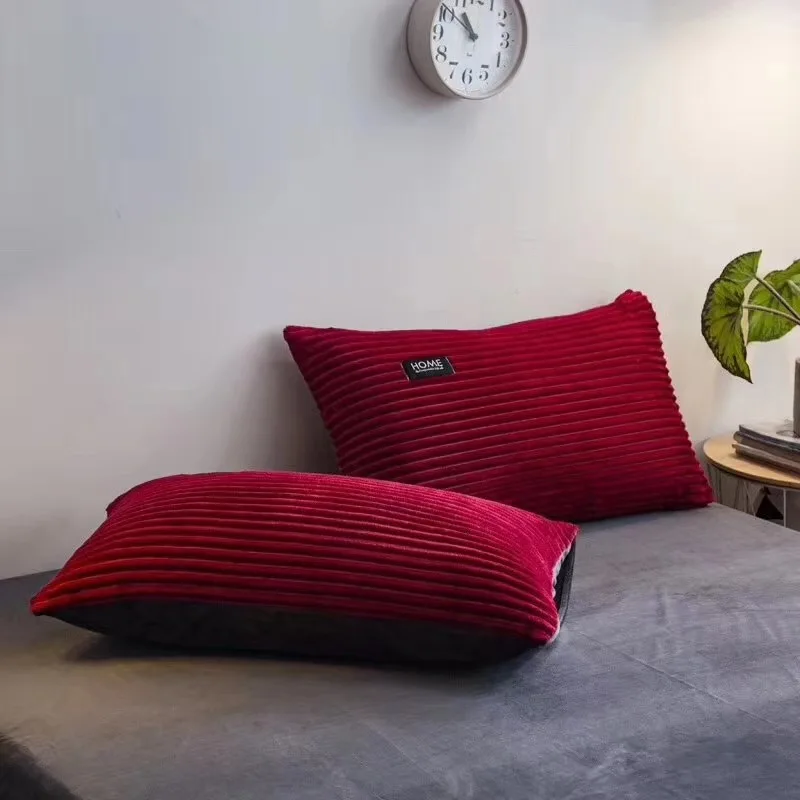 

4PCS Bedding Sets Quilt Cover Bed sheet Pillow Cover Comforter Thickened Pure Color Double Faced Cover Down Feather Duvet NEW