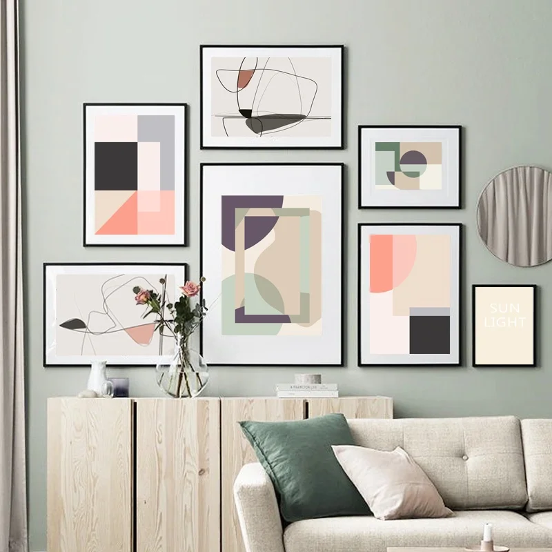 

Bauhaus Geometric Round Abstract Lines Wall Art Canvas Painting Nordic Posters And Prints Wall Pictures For Living Room Decor