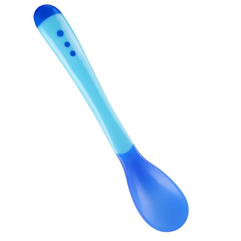 blue spoon Ложка с датчиком температуры для безопасности ребенка, ложки для кормления, вилки для детей, для мальчиков и девочек, столовые приборы для малышей - Цвет: blue spoon