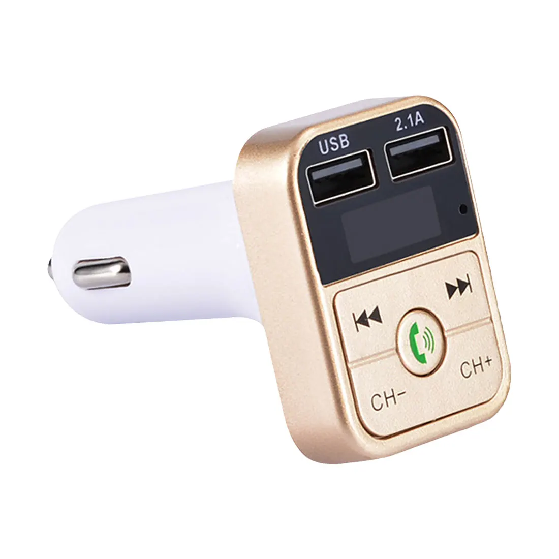 Золотой Автомобильный Bluetooth fm-передатчик, беспроводной приемник, Автомобильный светодиодный MP3-плеер 2.1A, двойное USB быстрое зарядное устройство, автомобильные аксессуары - Название цвета: Золотой