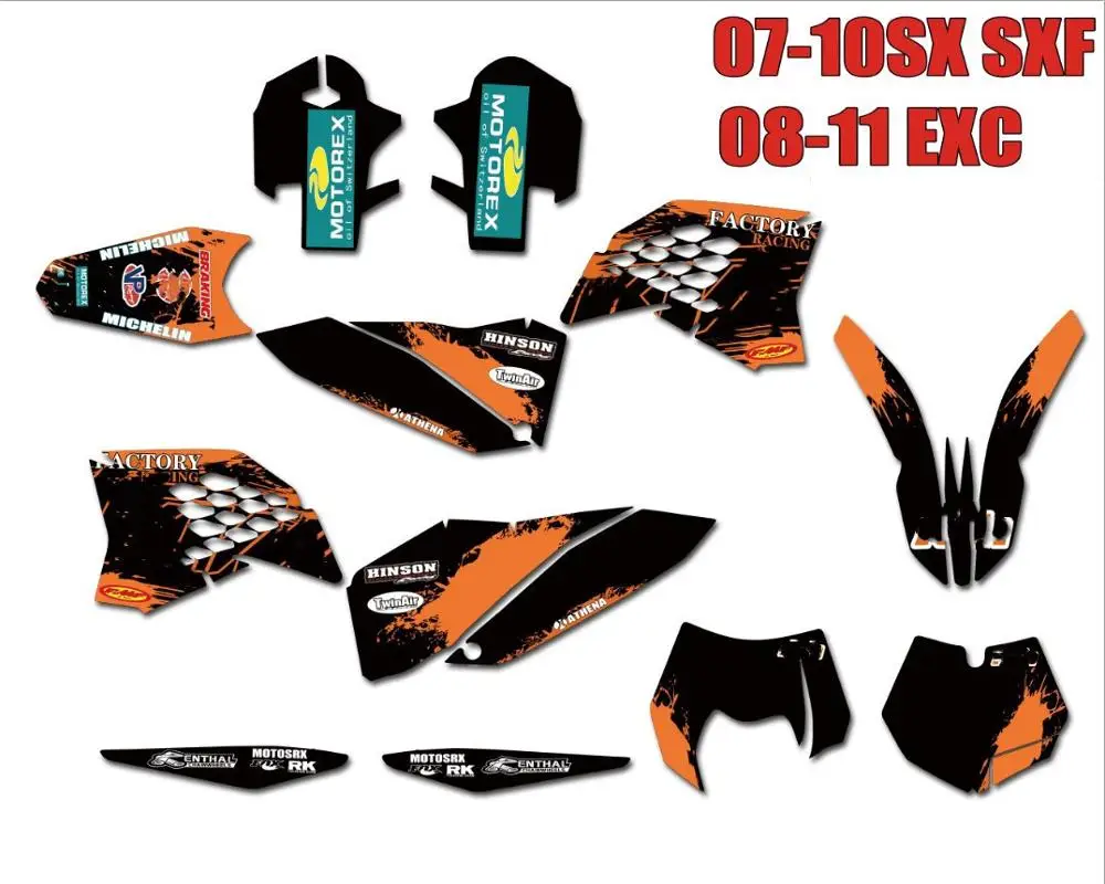 Для KTM 125 200 250 300 350 450 525 SX SXF 2007 2008 2009 2010 EXC XCF XC-F 2011 мотоцикл Графический наклейка