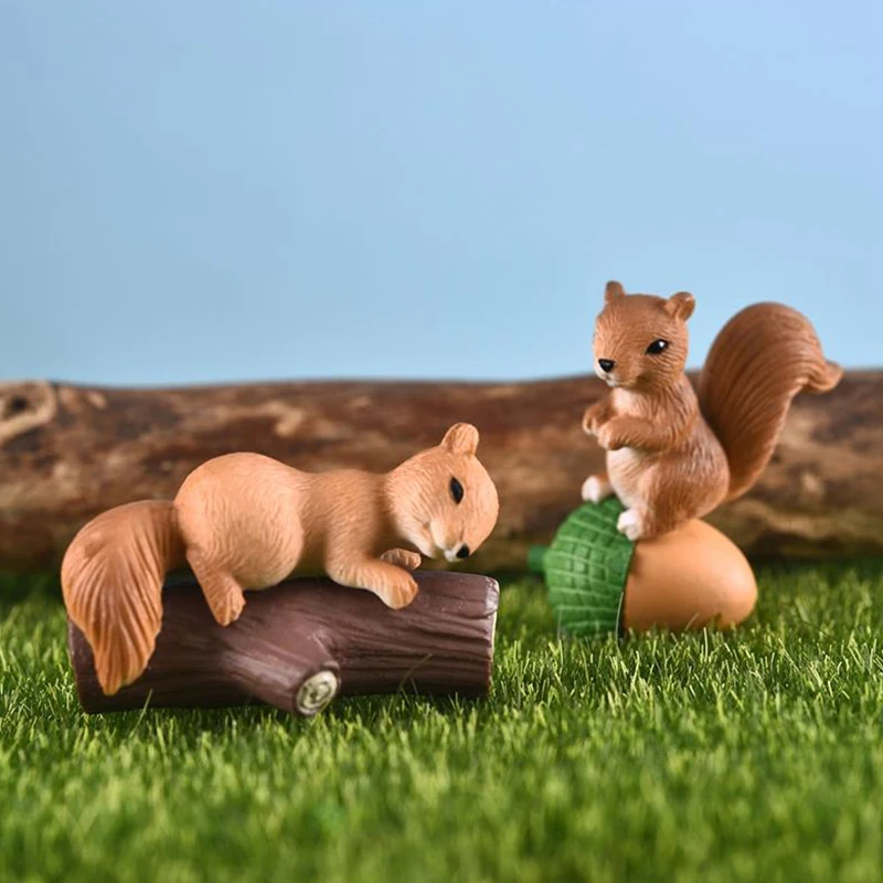 

4pcs/Set Lovely Squirrel Family Model Cartoon Animal Figurine Home Decor Miniature Fairy Garden Decoration