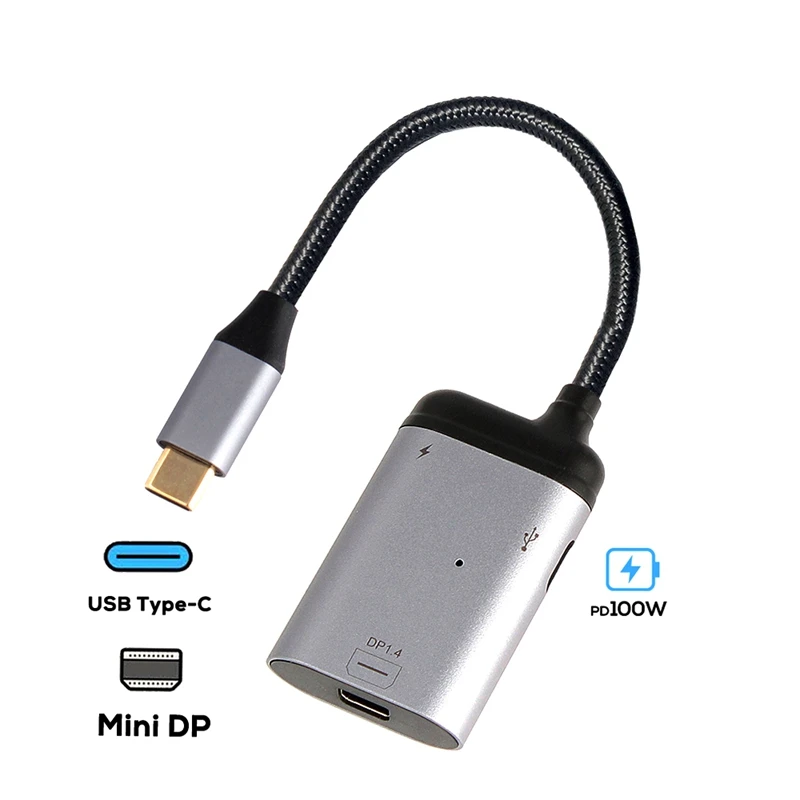 

3 in 1 Type-C to Mini DP Converter PD Charging Port Data USB C Transmission Adapter for Samsung S20 S10 Huawei