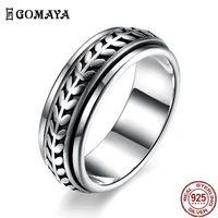 gomaya vintage street dance rock punk cocktail rings cool gothic 925 sterling silver unisex party jewelry ring for women and men
