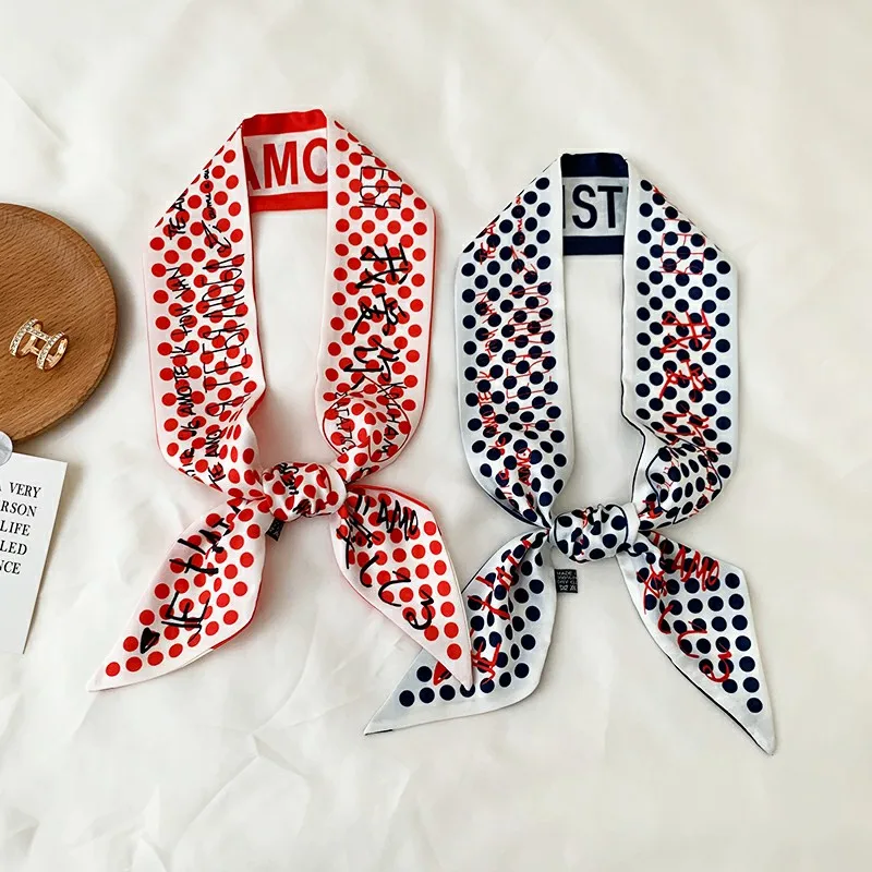 Женский Универсальный шарф в горошек Тонкая Декоративная повязка для волос