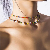 popular rice beads love creative fashion letter necklace set decoration for wommen birthday gift lady 2021 m6035