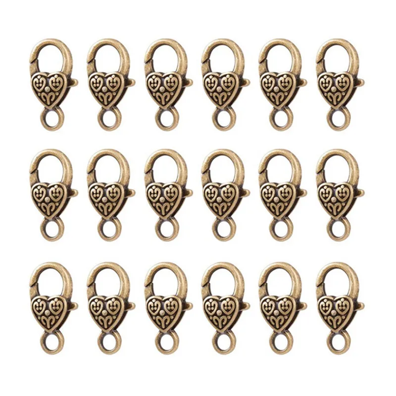Antique Bronze 50 шт., 25,5x14x6 мм, Тибетский Стиль, сердце, омары, застежки, не содержит свинец и кадмий и никель, античный серебряный цвет F95 - Цвет: Antique Bronze