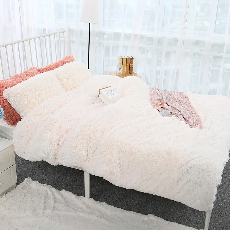 Denisroom мягкая двойная кровать модные однотонные плюшевые одеяла и постельное