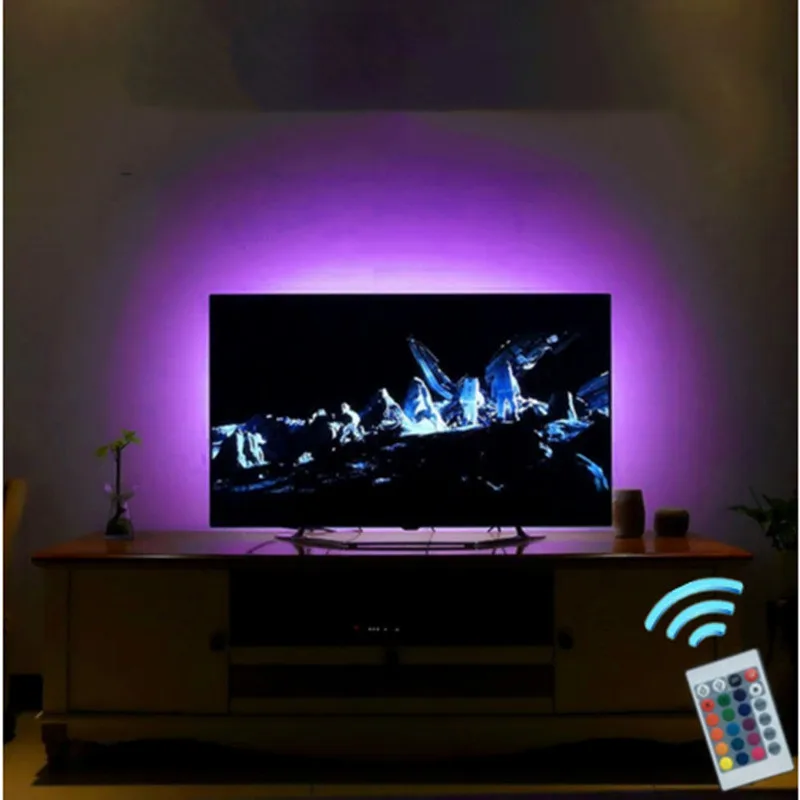 ТВ освещение для HD tv | 5050rgb набор ламп S тип RGB ПОДСВЕТКА с 24 клавишным пультом