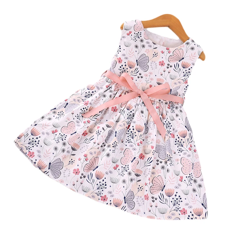 Новое платье принцессы с рисунком для девочек летнее Милые детские вечерние