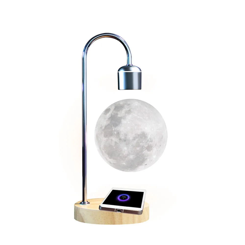 Creative Magnetic Suspension Table Lamp With Mobile Phone Wireless Charging Base LED Night Light Home Desktop Decoration Lamp