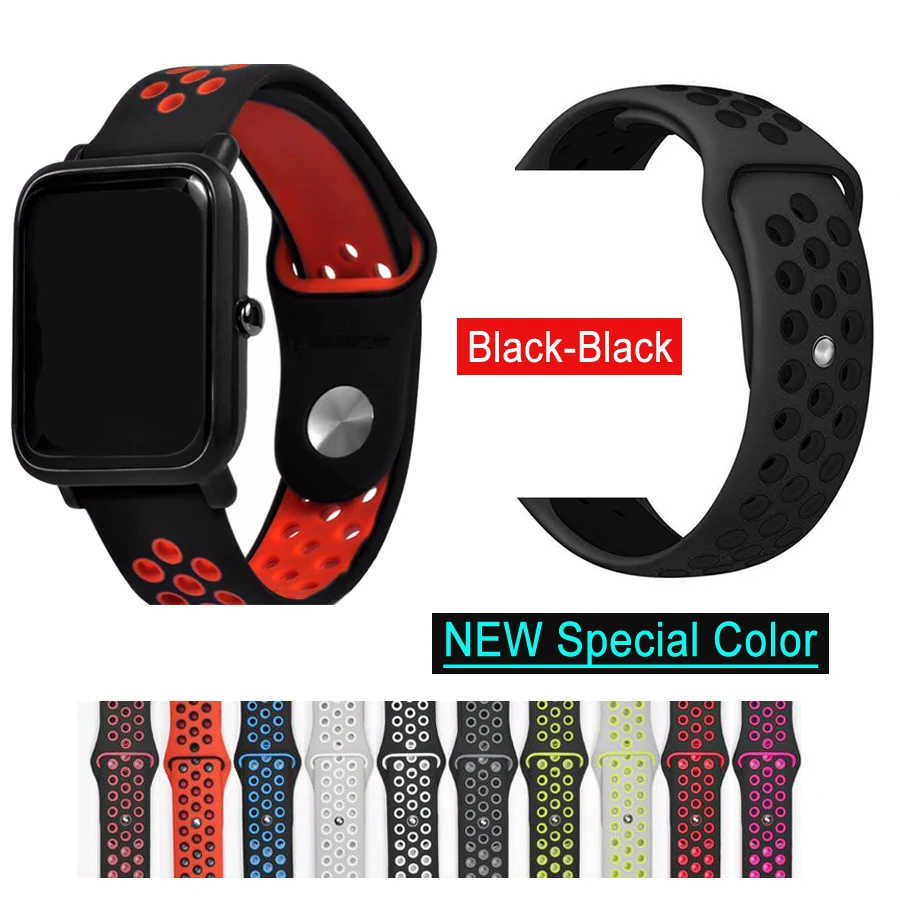 Черная пряжка силиконовый ремешок для спортивных часов Huami Amazfit Bip Смарт-часы 20 мм