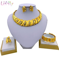 liffly indian party fashion jewelry set leaf shape necklace bracelet wedding bridal earring ring crystal jewelry