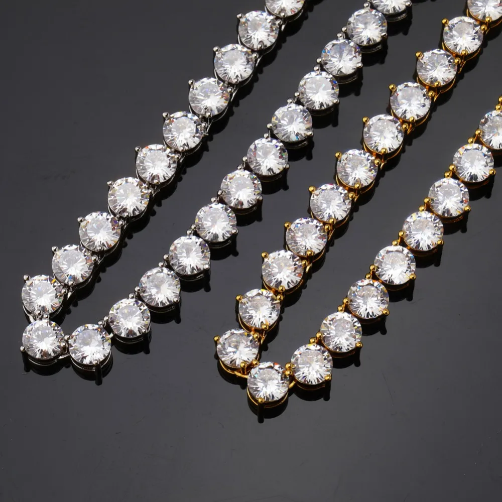 TOPGRILLZ Bling 3 зубец теннисная цепочка ожерелье 4 мм 6 мм мужская хип хоп Шарм Золото/Серебро Цвет ювелирные изделия Iced Out AAA кубический цирконий