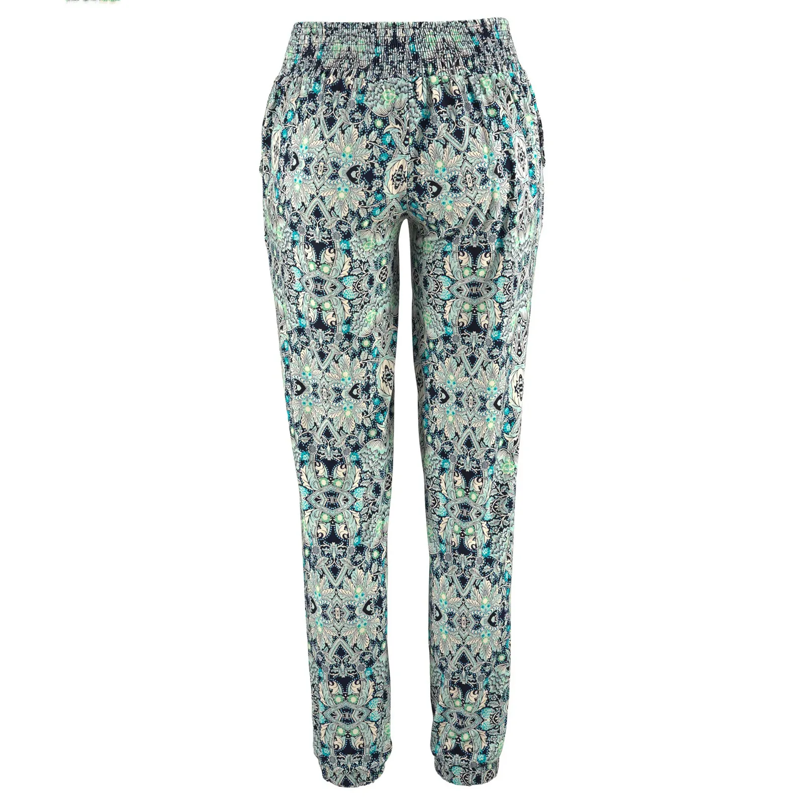 

2021 Boho Beach Long Pant Elastic band Women Pocket Full Length Trousers Female Sporty Workout Loose Running Pants With Pockets