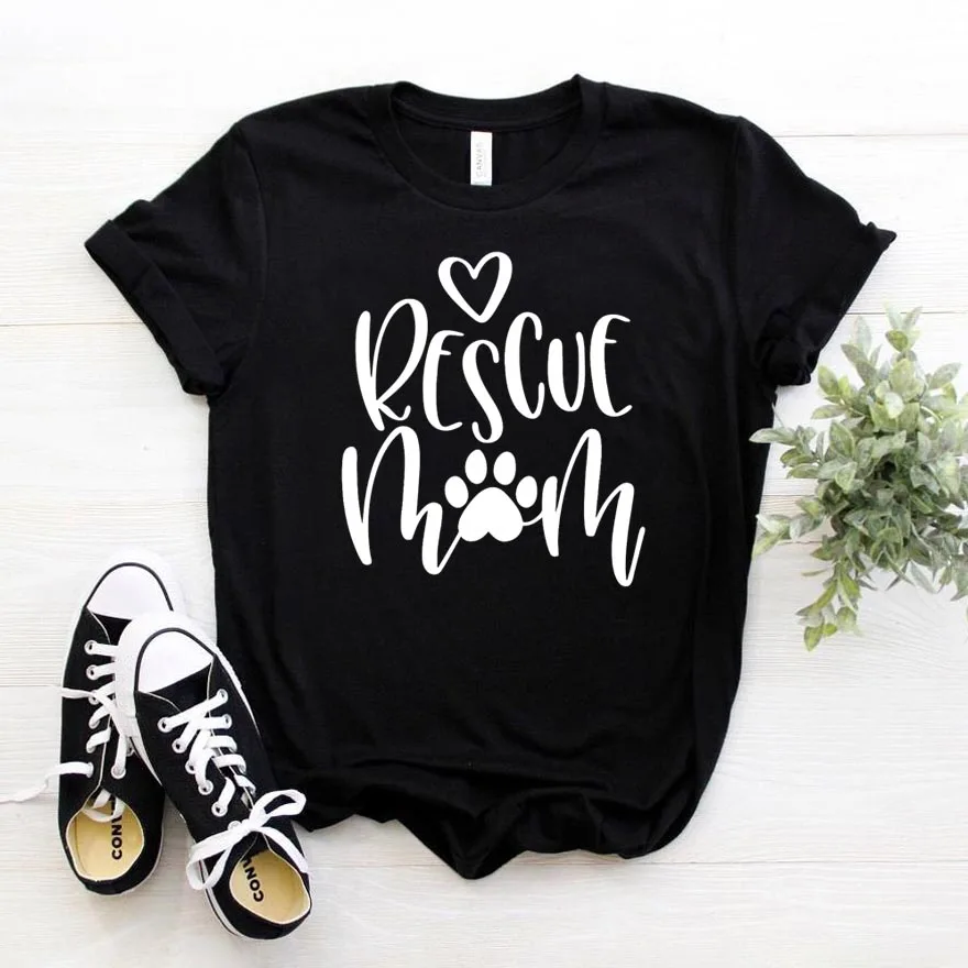 Rescue Mom dog cat paw Print Women tshirt Cotton Casual Funny t shirt For Lady Girl Top Tee Hipster Drop Ship NA-345 | Женская одежда